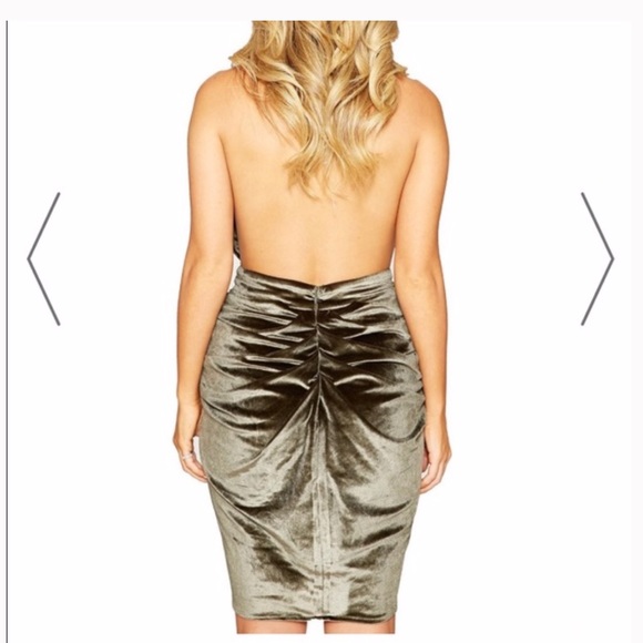Naked Wardrobe Brown Velvet Backless Dress - Med - Picture 2 of 7